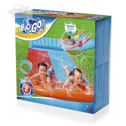 Podwójny Ślizg wodny dla dzieci 3+ Tsunami Tor 488cm BESTWAY + Łatka naprawcza Podwójny Ślizg wodny dla dzieci 3+ Tsunami Tor 488cm BESTWAY + Łatka naprawcza