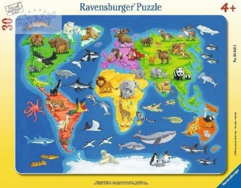 Puzzle 30 Mapa Świata zwierząt