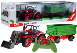 Traktor z koparką i przyczepą dla dzieci 3+ Zdalnie sterowany + Ruchome elementy Czerwono-zielony