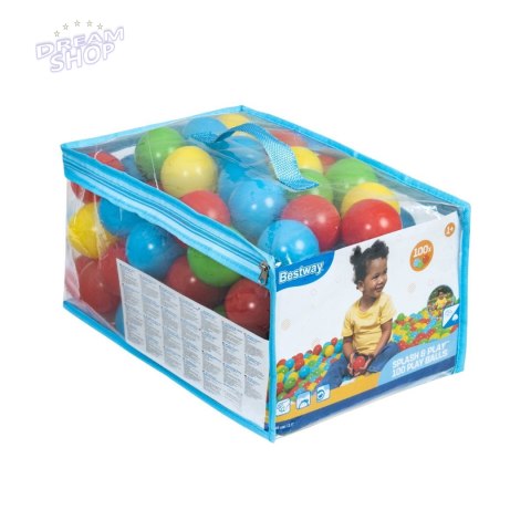 Zestaw 100 Piłeczek Kulek 5,85cm do suchego basenu BESTWAY 4 Kolory + Torba Zestaw 100 Piłeczek Kulek 5,85cm do suchego basenu BESTWAY 4 Kolory + Torba