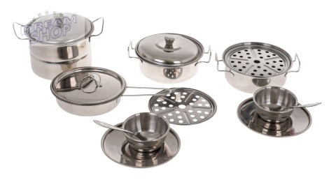 Zestaw metalowych Garnków dla dzieci 3+ Akcesoria 23 el. + Zastawa + Przybory kuchenne + Fartuszek kucharza Zestaw metalowych Garnków dla dzieci 3+ Akcesoria 23 el. + Zastawa + Przybory kuchenne + Fartuszek kucharza