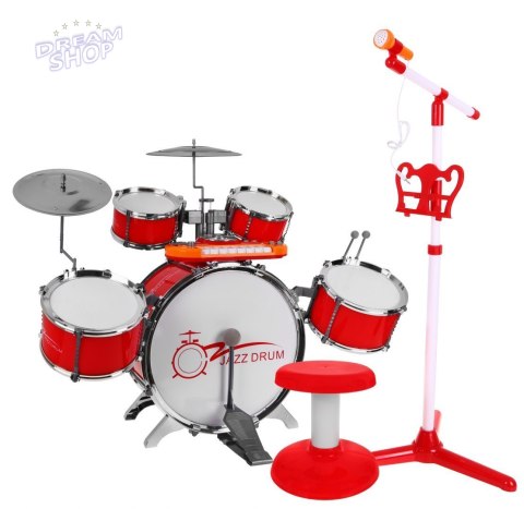 Zestaw muzyczny Perkusja + Keyboard + Mikrofon dla dzieci 3+ czerwony Dźwięki Światła Zestaw muzyczny Perkusja + Keyboard + Mikrofon dla dzieci 3+ czerwony Dźwięki Światła