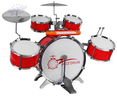Zestaw muzyczny Perkusja + Keyboard + Mikrofon dla dzieci 3+ czerwony Dźwięki Światła Zestaw muzyczny Perkusja + Keyboard + Mikrofon dla dzieci 3+ czerwony Dźwięki Światła
