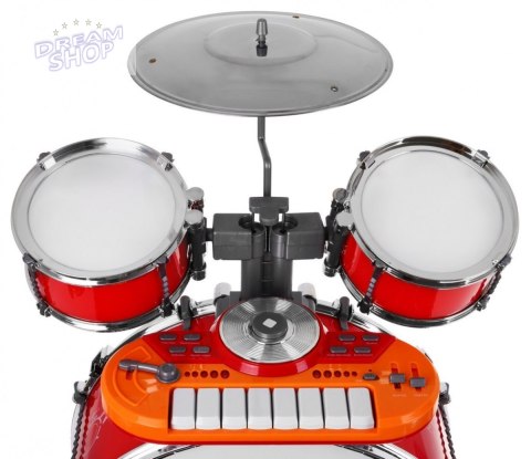 Zestaw muzyczny Perkusja + Keyboard + Mikrofon dla dzieci 3+ czerwony Dźwięki Światła Zestaw muzyczny Perkusja + Keyboard + Mikrofon dla dzieci 3+ czerwony Dźwięki Światła