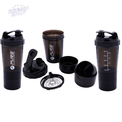 BIDON FITNESS SHAKER 500ML GREY/BLACK PURE 2 IMPROVE BIDON FITNESS SHAKER 500ML GREY/BLACK PURE 2 IMPROVE