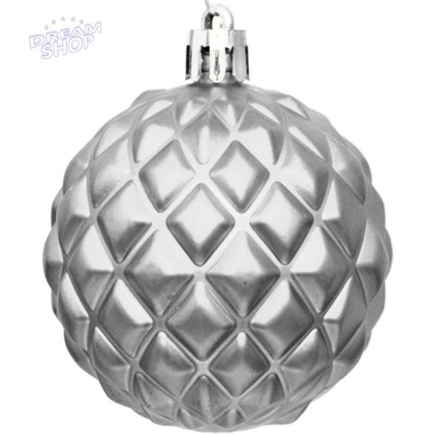 BOMBKA DEKORACYJNA PLASTIKOWA 6CM SET 35 SZT SREBRNA