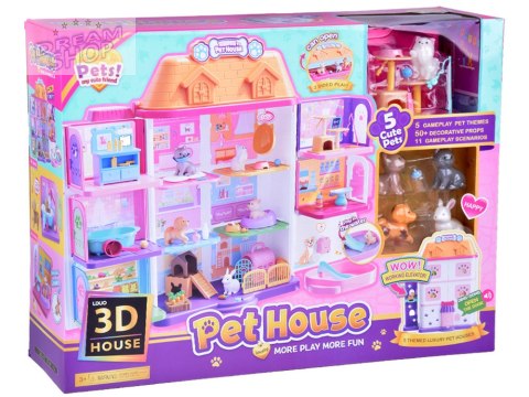 Domek rozkładany dla zwierząt Pet house zestaw z figurkami akces ZA5420 Domek rozkładany dla zwierząt Pet house zestaw z figurkami akces ZA5420