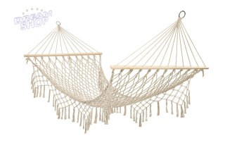 Hamak ogrodowy brazylijski boho siatka frędzle 200cm ecru 250kg