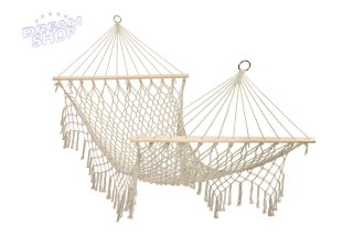 Hamak ogrodowy brazylijski boho siatka frędzle 200cm ecru 250kg