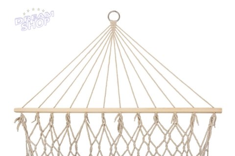 Hamak ogrodowy brazylijski boho siatka frędzle 200cm ecru 250kg Hamak ogrodowy brazylijski boho siatka frędzle 200cm ecru 250kg