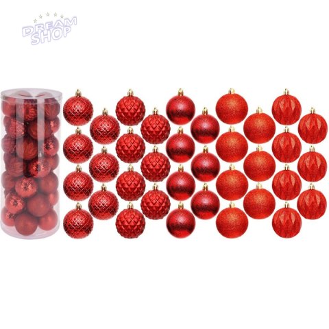 BOMBKA DEKORACYJNA PLASTIKOWA 6CM SET 35 SZT CZERWONA