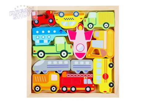 Drewniane Puzzle Środki Transportu Do Dopasowania Autobus Taxi