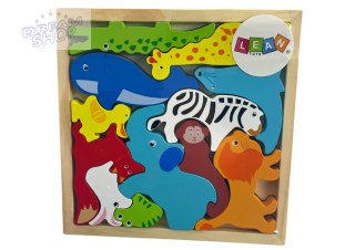 Drewniane Puzzle Zwierzęta Do Dopasowania Lew Królik