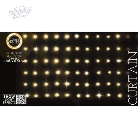 LAMPKI CHOINKOWE KURTYNA ŚWIETLNA ZEW/WEW 240 LED 600X60CM Z PILOTEM CIEPŁY BIAŁY LAMPKI CHOINKOWE KURTYNA ŚWIETLNA ZEW/WEW 240 LED 600X60CM Z PILOTEM CIEPŁY BIAŁY