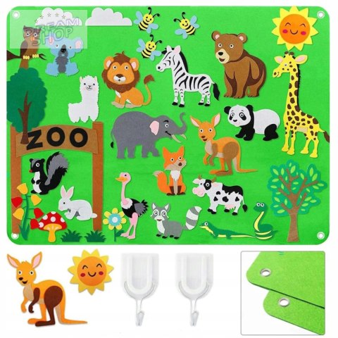 Tablica filcowa zabawka filcowa mata na rzepy zoo F22