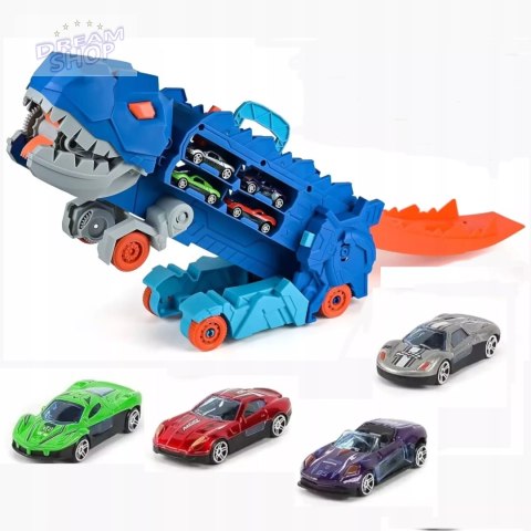 Ciężarówka dinozaur T-rex 2w1 wyrzutnia zjeżdżalnia resoraki autka MF-111 Ciężarówka dinozaur T-rex 2w1 wyrzutnia zjeżdżalnia resoraki autka MF-111