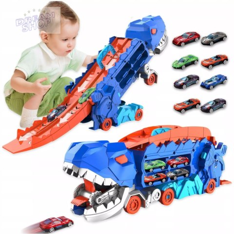 Ciężarówka dinozaur T-rex 2w1 wyrzutnia zjeżdżalnia resoraki autka MF-111 Ciężarówka dinozaur T-rex 2w1 wyrzutnia zjeżdżalnia resoraki autka MF-111