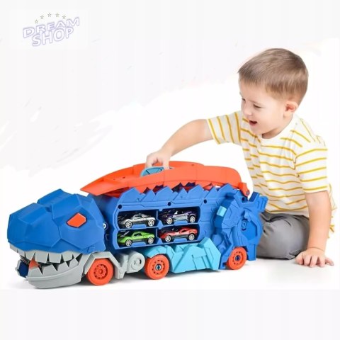 Ciężarówka dinozaur T-rex 2w1 wyrzutnia zjeżdżalnia resoraki autka MF-111 Ciężarówka dinozaur T-rex 2w1 wyrzutnia zjeżdżalnia resoraki autka MF-111