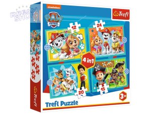 Puzzle 4w1 Psi Patrol Wesoła ekipa Psiego Patrolu Trefl 34346