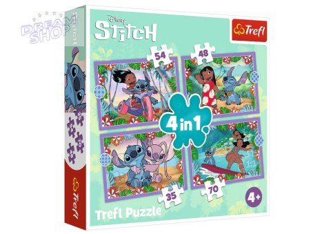 Puzzle 4w1 Szalony Dzień Lilo & Stich Trefl 34633