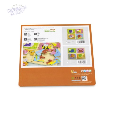 VIGA Drewniane Puzzle Owady 4w1