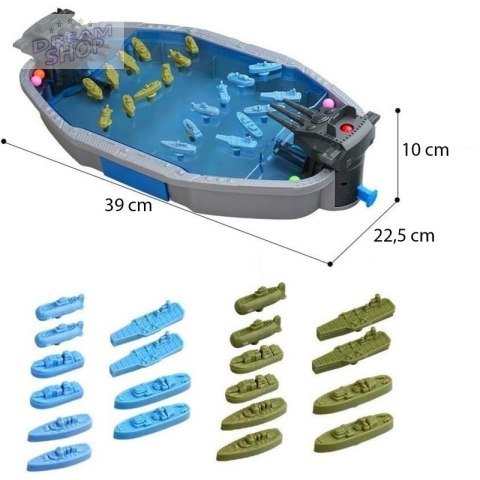 WOOPIE Gra Zręcznościowa "Bitwa Morska" Statki 3D Wyrzutnia Kulek