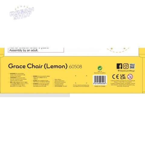 CLASSIC WORLD Pastelowe Krzesełko Grace dla Dzieci 3+ (Lemon) CLASSIC WORLD Pastelowe Krzesełko Grace dla Dzieci 3+ (Lemon)
