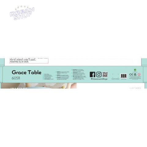 CLASSIC WORLD Pastelowy Stolik Grace dla Dzieci 3+ CLASSIC WORLD Pastelowy Stolik Grace dla Dzieci 3+
