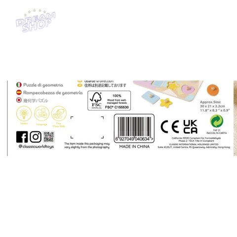 CLASSIC WORLD Układanka Puzzle Klocki Geometryczne 9 el.