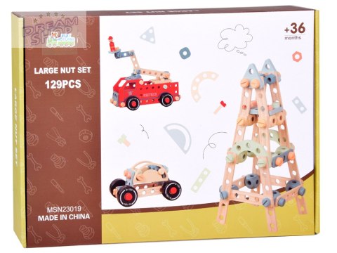 Drewniany Zestaw konstrukcyjny Klocki zbuduj Auto Wieże 129 ele ZA5381