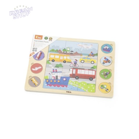 VIGA Drewniane Puzzle Odgadnij po Cieniu - Środki Transportu Układanka 17 el. VIGA Drewniane Puzzle Odgadnij po Cieniu - Środki Transportu Układanka 17 el.