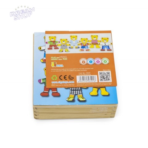 Viga Drewniane Puzzle Układanka Edukacyjna Ubierz Misia Chłopca