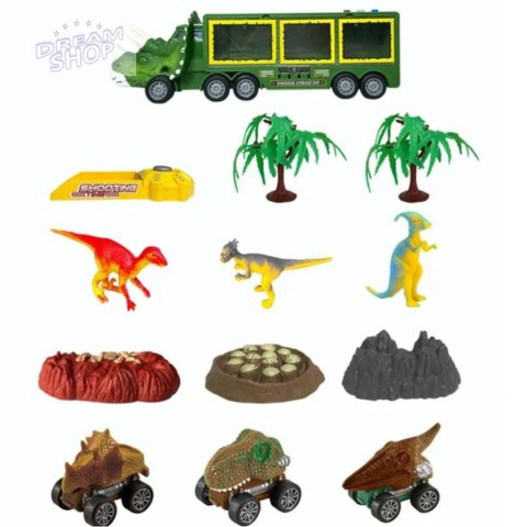 Ciężarówka dinozaur z autami auta tir laweta 1300A