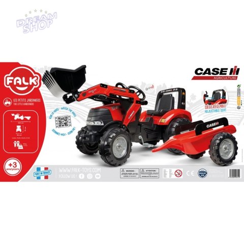 FALK Traktor Case na Pedały z Łyżką i Przyczepką Czerwony od 3 Lat FALK Traktor Case na Pedały z Łyżką i Przyczepką Czerwony od 3 Lat