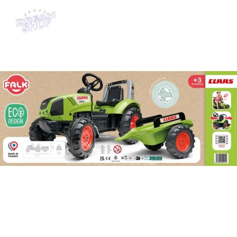 FALK Traktor na Pedały Claas Duży z Przyczepką od 3 lat