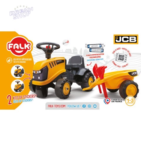 FALK Traktorek JCB Pomarańćzowy z Przyczepką od 1 roku
