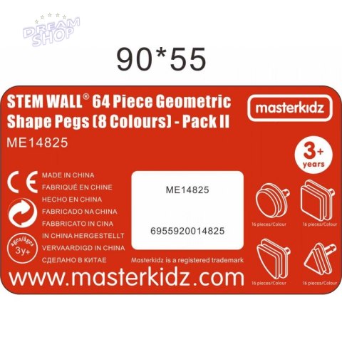 MASTERKIDZ Zestaw Kołeczki w kształcie figur geometrycznych 64szt do tablic STEM MASTERKIDZ Zestaw Kołeczki w kształcie figur geometrycznych 64szt do tablic STEM