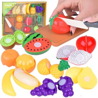 Plastikowe Owoce do Krojenia + Deska Nóż Zestaw do Zabawy w Kuchni ZA5248