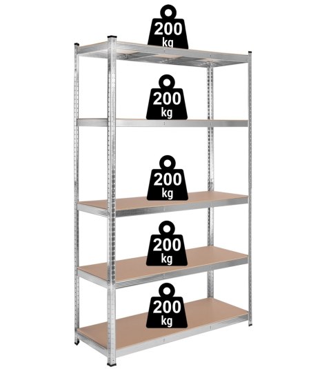 Regał magazynowy 200kg 5 poziomów 205x120x45 cm nośność 1000 kg
