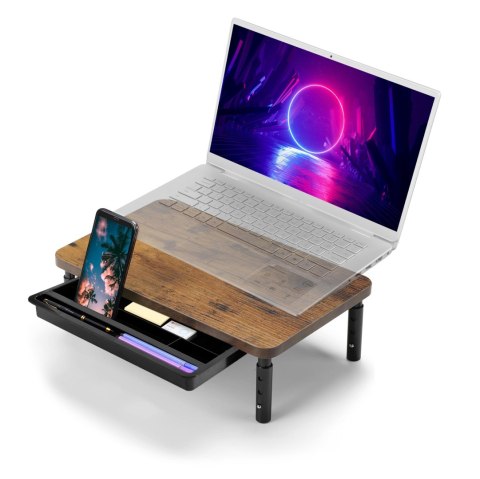 Regulowana podstawka z półką HAJNAN pod monitor laptop rustic