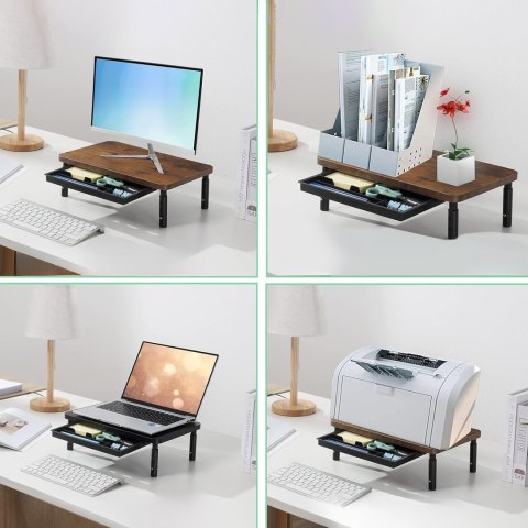 Regulowana podstawka z półką HAJNAN pod monitor laptop rustic