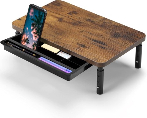 Regulowana podstawka z półką HAJNAN pod monitor laptop rustic