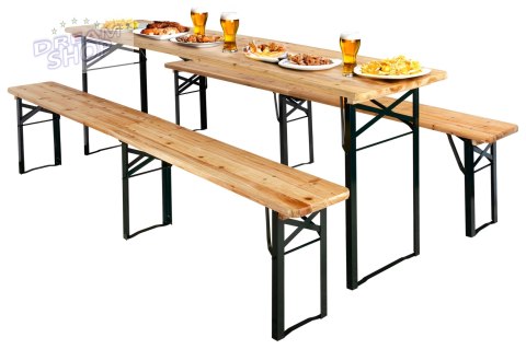 Zestaw ogrodowy stalowo-drewniany LAGER stół + 2 ławki 220 cm Zestaw ogrodowy stalowo-drewniany LAGER stół + 2 ławki 220 cm