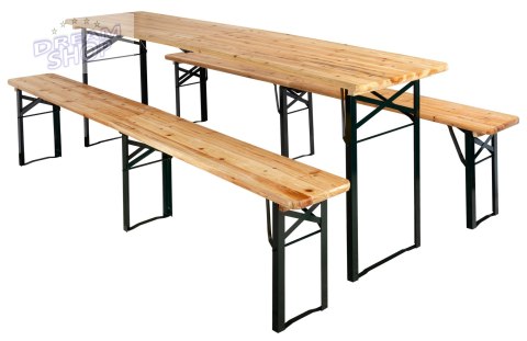 Zestaw ogrodowy stalowo-drewniany LAGER stół + 2 ławki 220 cm Zestaw ogrodowy stalowo-drewniany LAGER stół + 2 ławki 220 cm