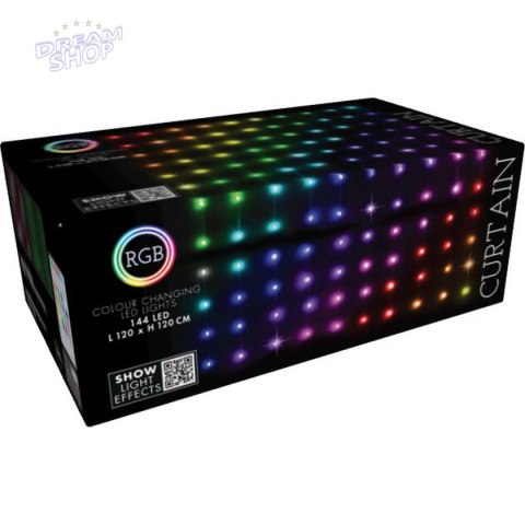 LAMPKI CHOINKOWE KURTYNA ŚWIETLNA ZEW/WEW 144 LED RGB 120X120CM Z PILOTEM MULTIKOLOR LAMPKI CHOINKOWE KURTYNA ŚWIETLNA ZEW/WEW 144 LED RGB 120X120CM Z PILOTEM MULTIKOLOR