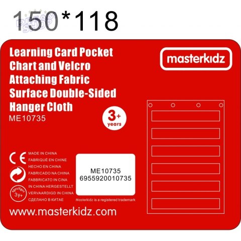 Materiałowy Arkusz Do Wieszania Z Kieszonkami Na Fiszki I Obrazki Masterkidz Czerwony