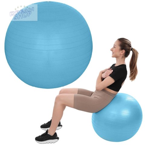 PIŁKA DO ĆWICZEŃ FITNESS 65CM ANTIBURST NIEBIESKA XQMAX