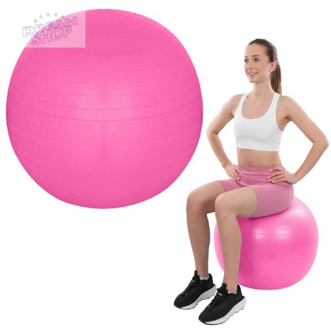 PIŁKA DO ĆWICZEŃ FITNESS 65CM ANTIBURST RÓŻOWA XQMAX