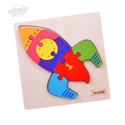Rakieta Puzzle drewniane Edukacyjna układanka dla dziecka ZA5370