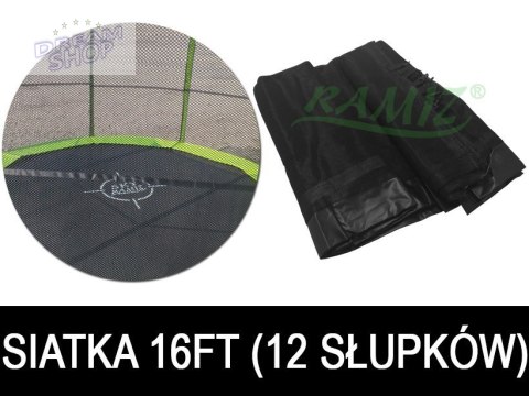 Siatka ochronna SkyRamiz Czarny do trampoliny ogrodowej 487cm/16FT 12 tuneli na słupki